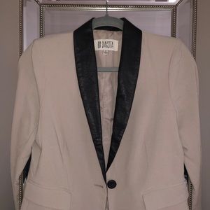 BB Dakota taupe blazer with genuine leather lapel